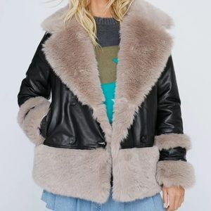 Faux Fur Vegan Leather Jacket